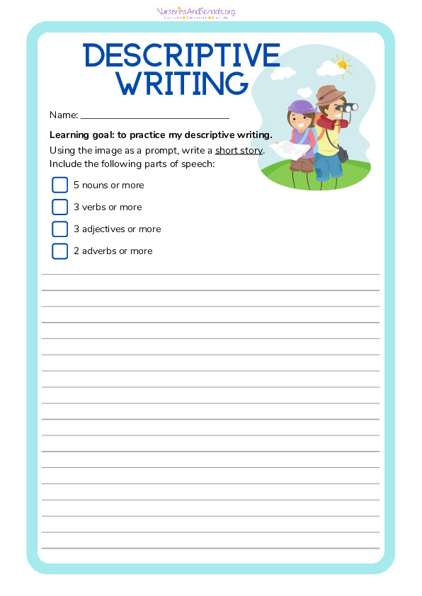 Descriptive writing worksheet