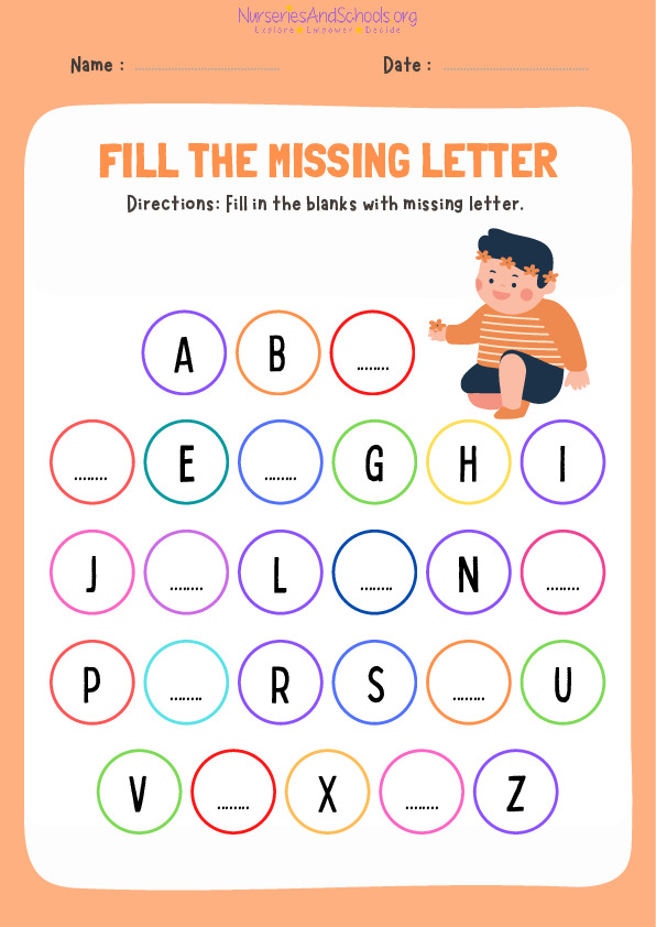 Fill in the missing alphabets worksheet