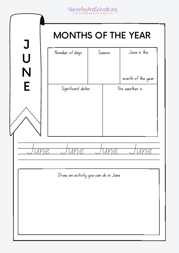 Months of the year- June worksheet