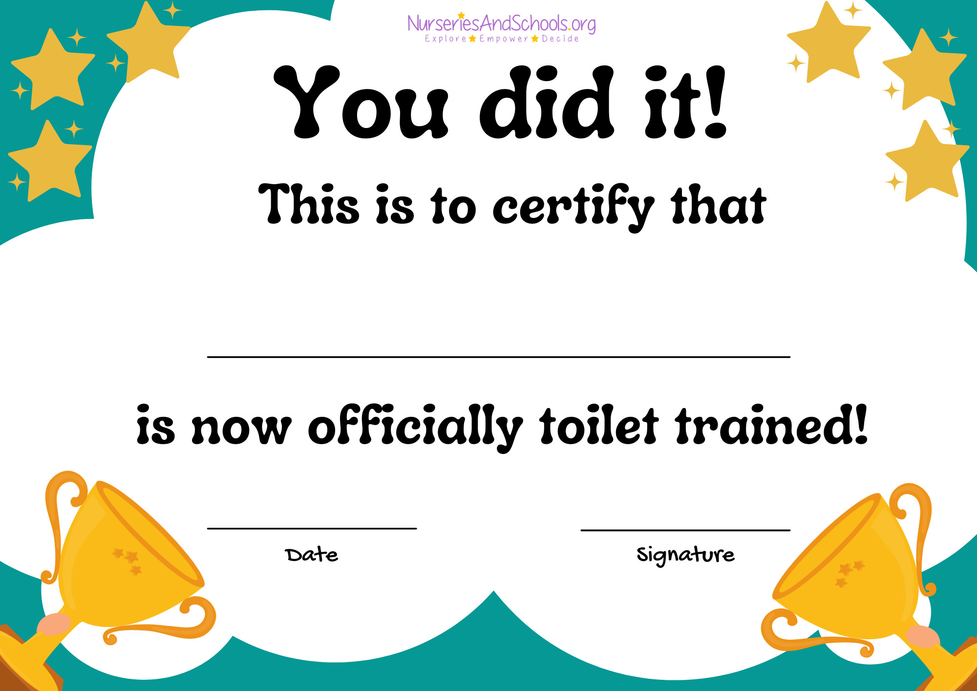 Toilet Training Certificate