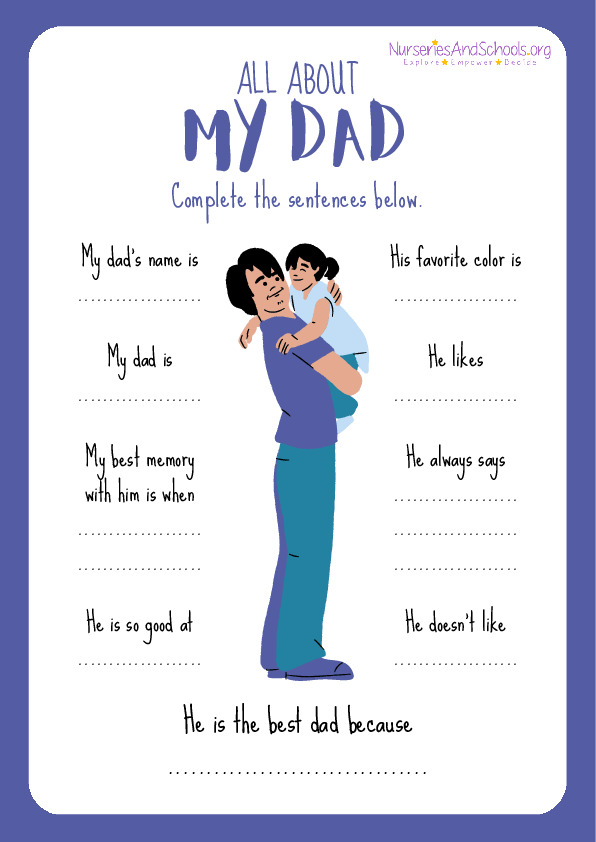 Fathers Day- All About My Dad Worksheet