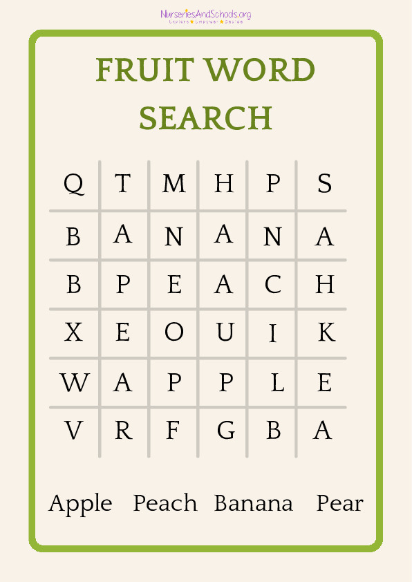 Fruit Word Search