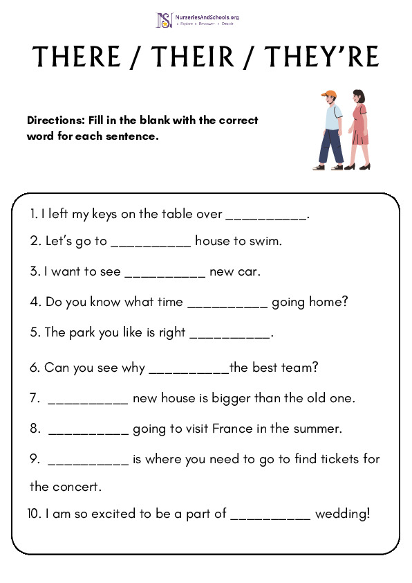 There, Their, They're Grammar Worksheet