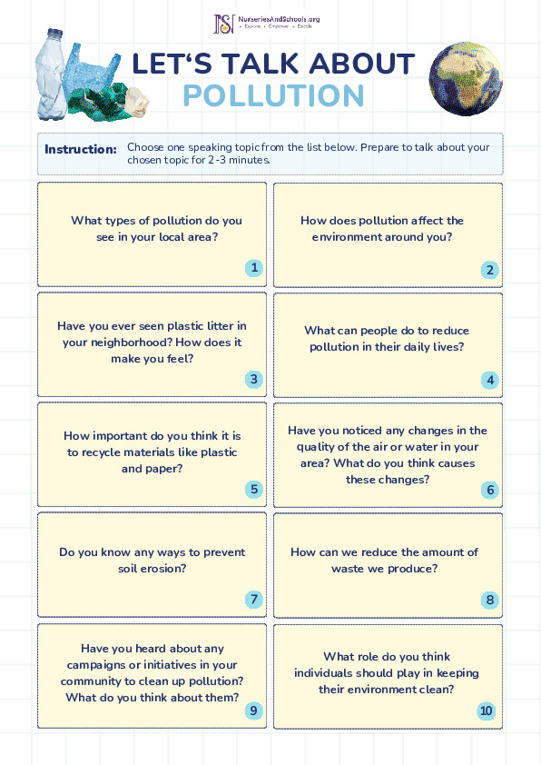 Pollution Speaking Activity Worksheet