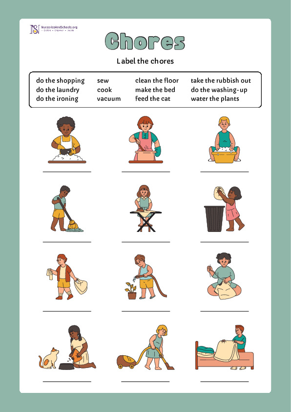 Chores Worksheet for EYFS