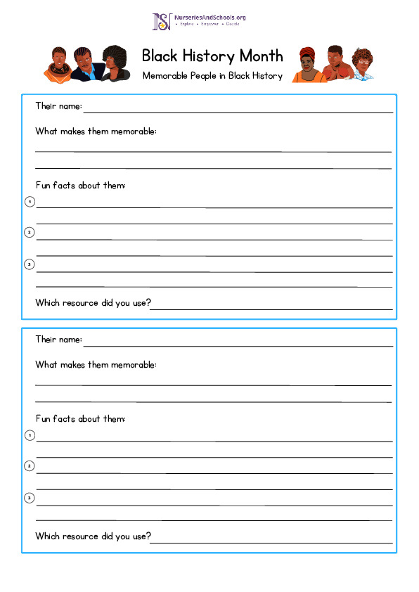 Black History Month Research Worksheet