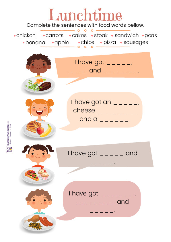 World Food Day- Lunchtime Food Vocabulary Worksheet