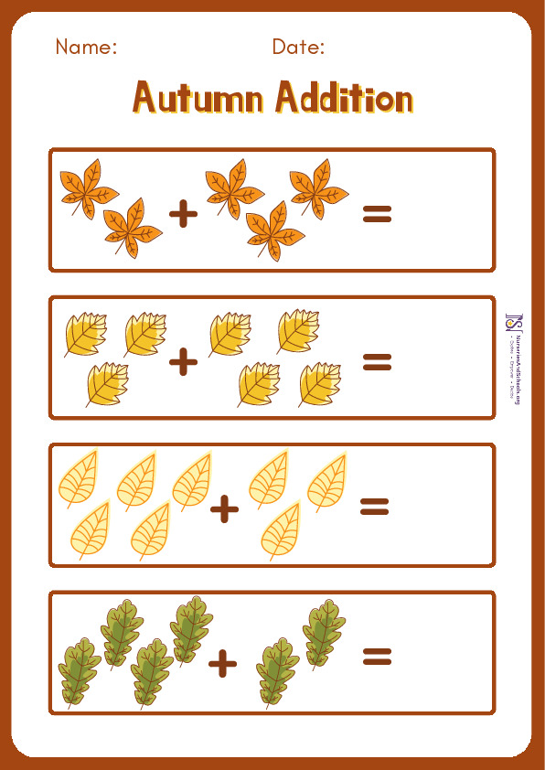 Montessori Activity- Autumn Addition Worksheet