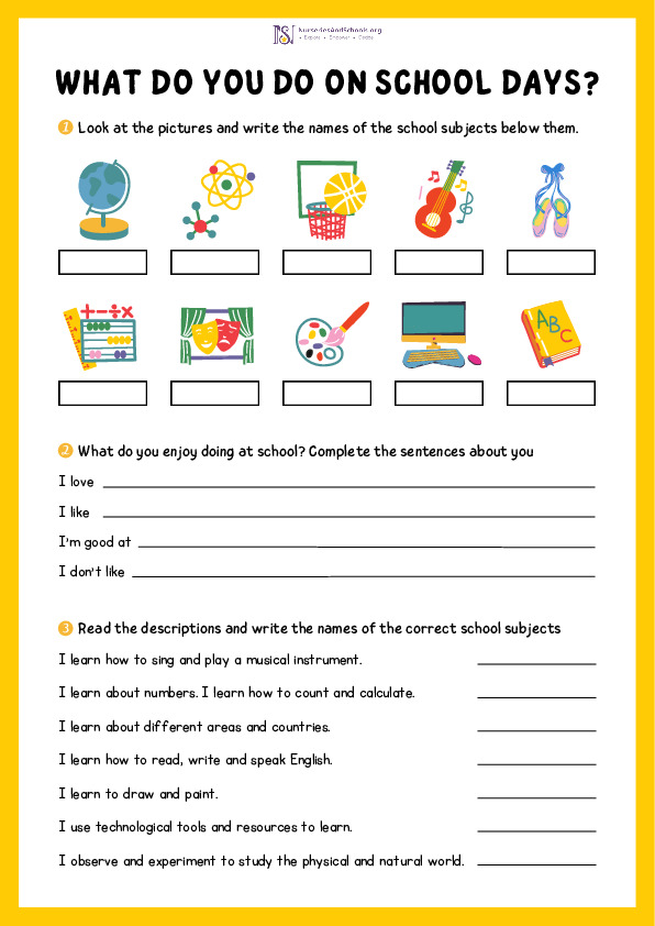 School activities worksheet