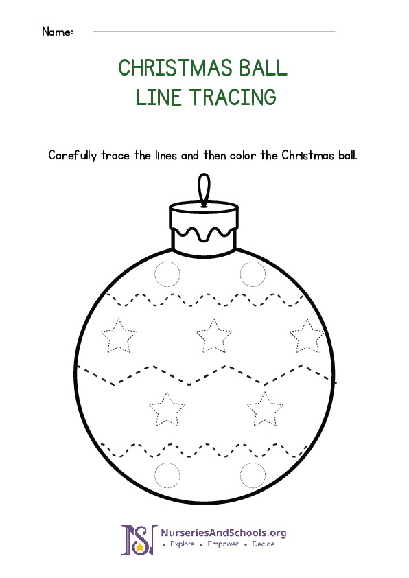 Christmas Ball Line Tracing Worksheet