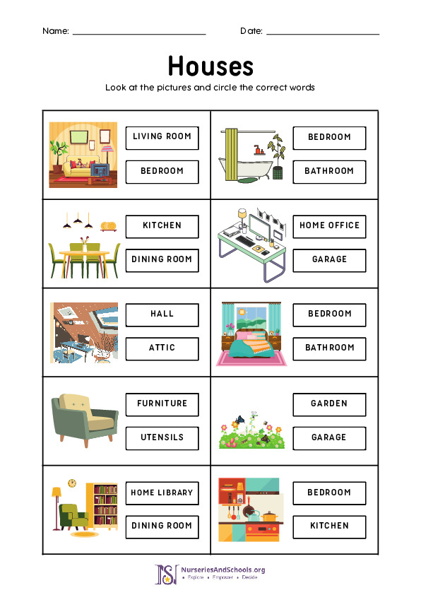 Houses Vocabulary Worksheet