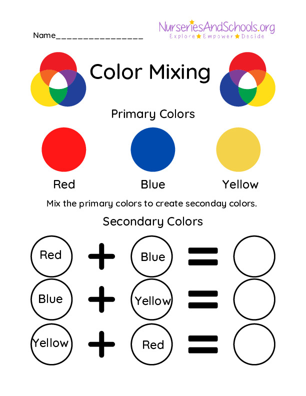 Art Color Mixing worksheet