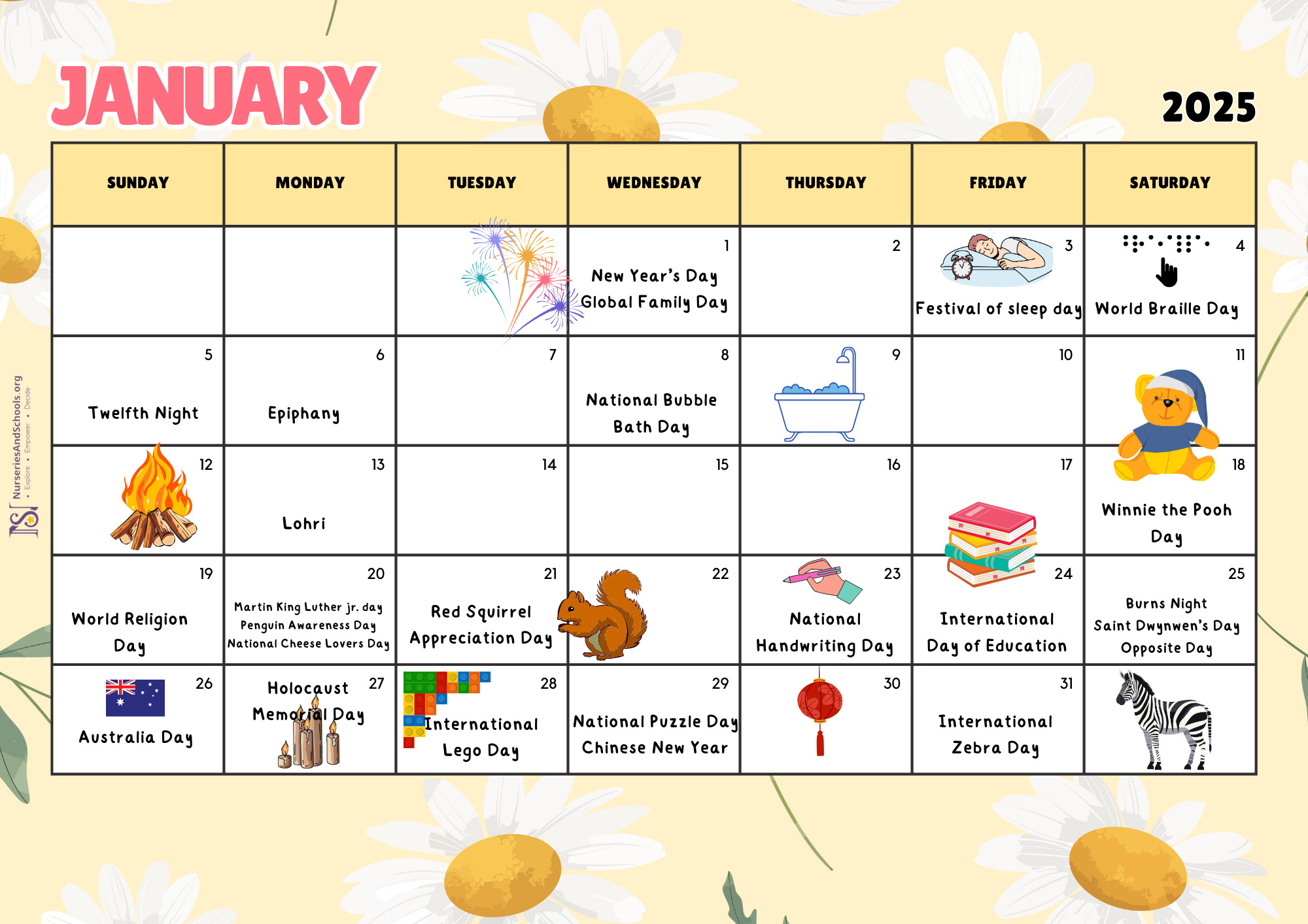 January Events Calendar 2025