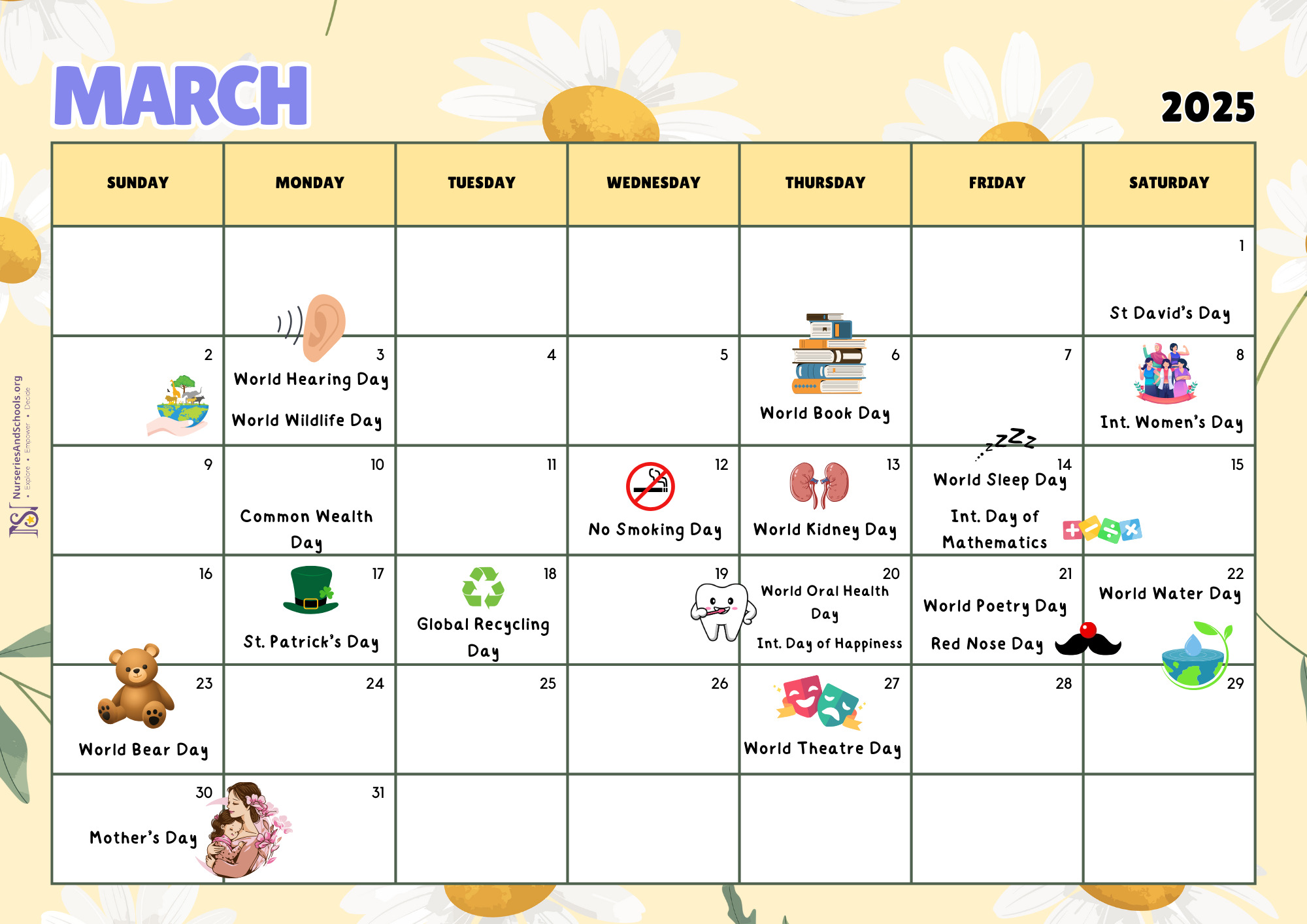 March Events Calendar 2025