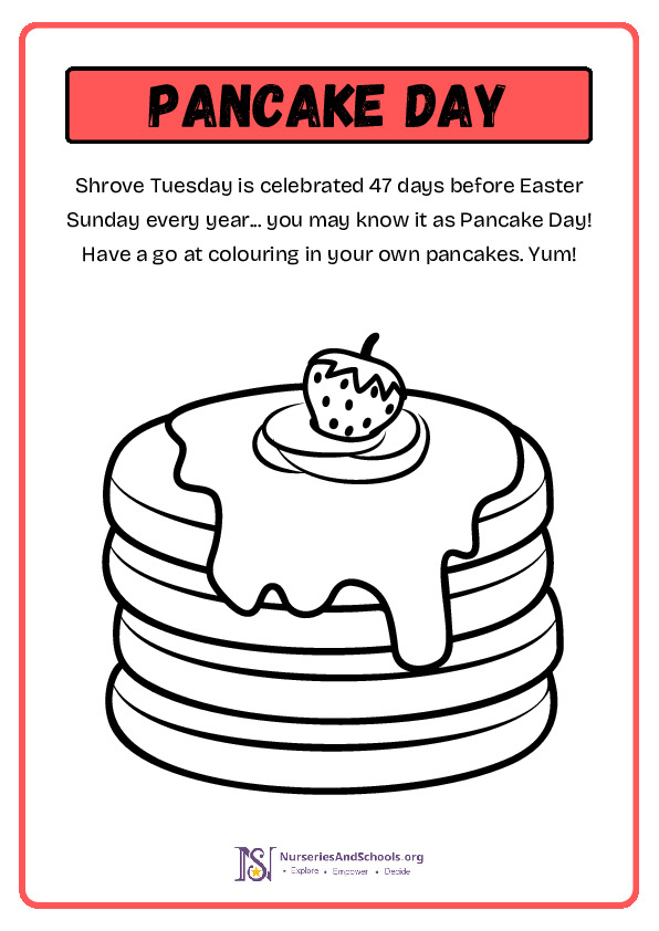 Pancake Day coloring worksheet