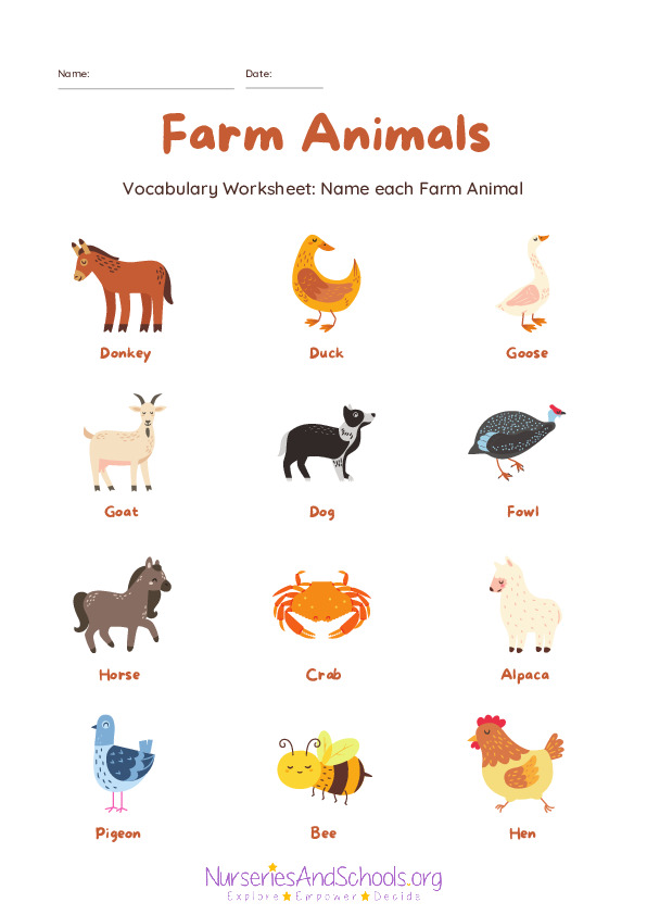 Vocabulary English worksheet- Farm animals