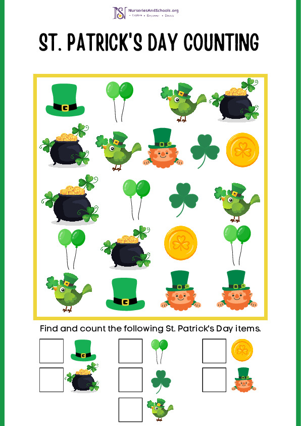 St Patrick's Day Counting Worksheet