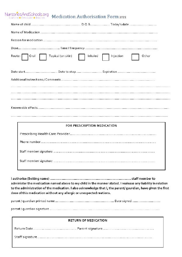 Medical authorisation form