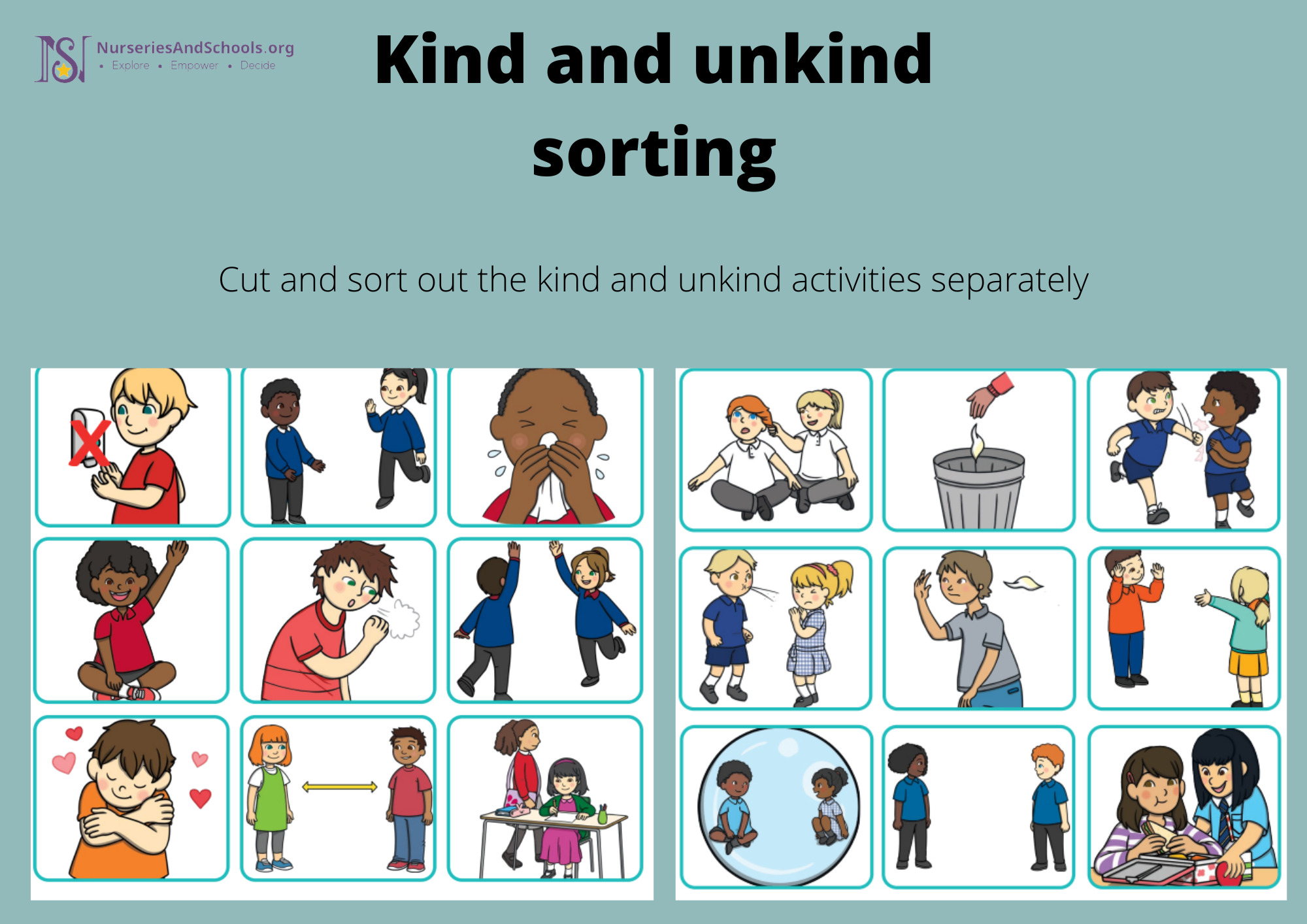 Kind and Unkind sorting activity