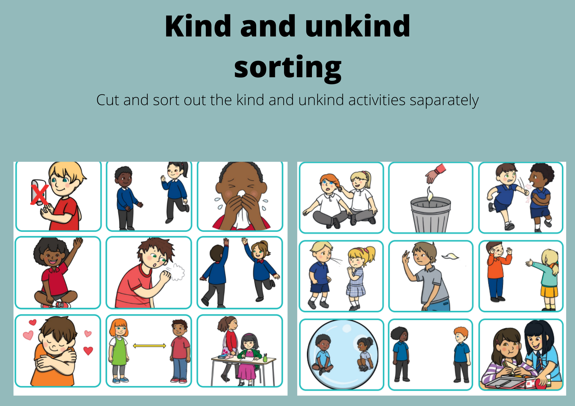 Kind and Unkind sorting activity