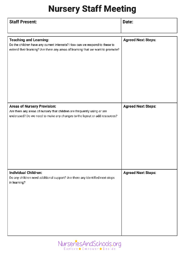 Nursery staff meeting records