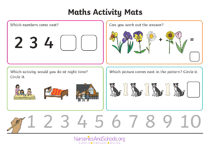 Maths activity mat worksheet